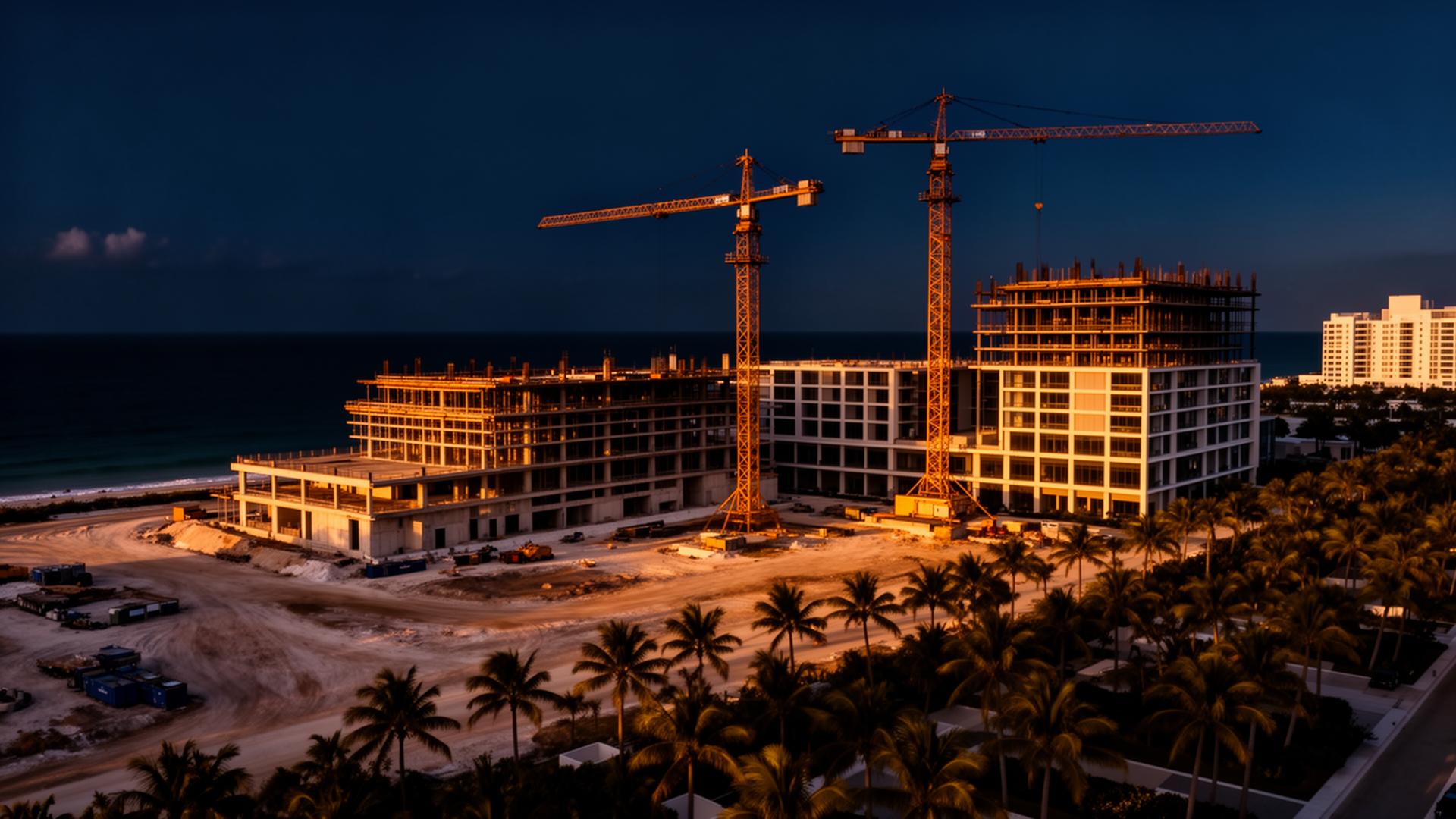 Palm Beach County construction at twilight